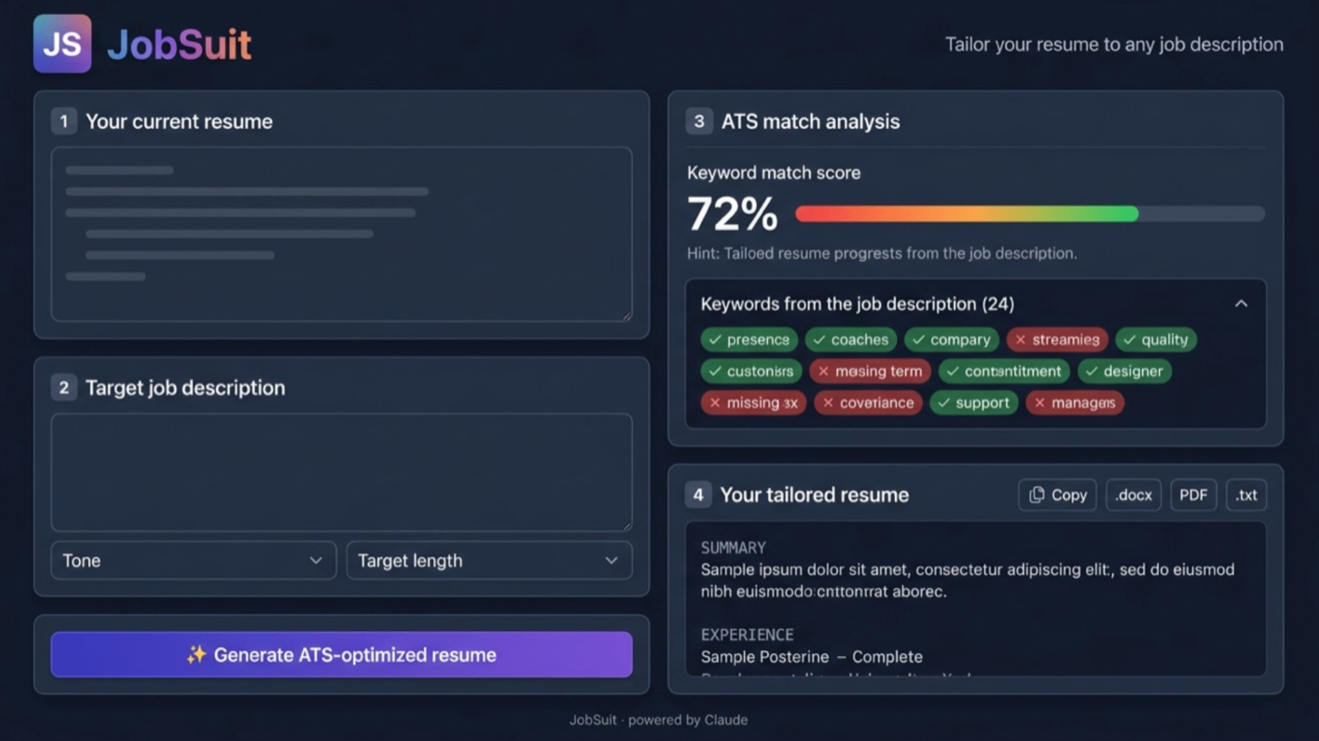 JobSuit — AI resume tailoring